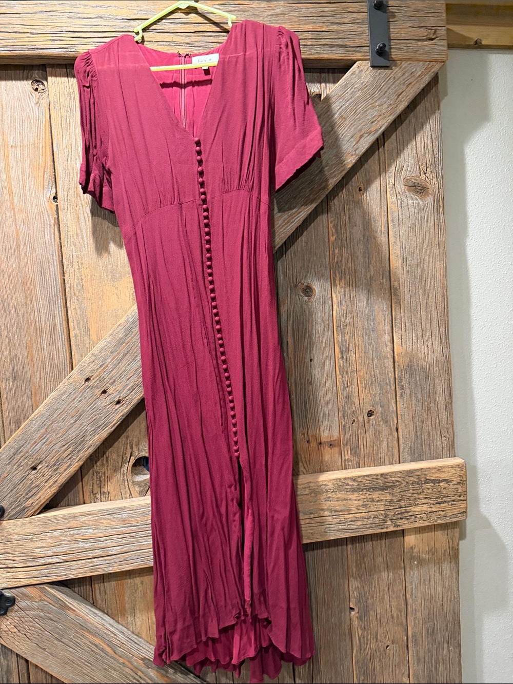 bohme Burgundy Button-Front Maxi Dress